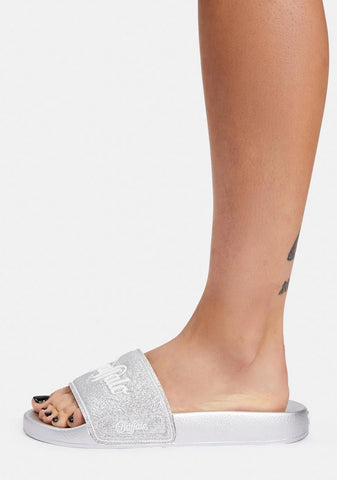 Silver Glitter Rio Slides