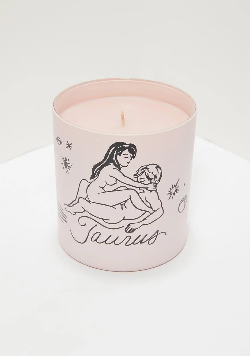 Pink Taurus Zodiac Massage Candle