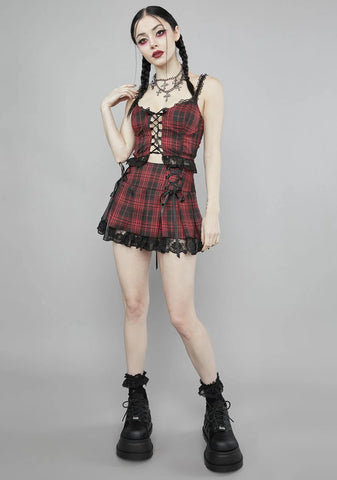 Devious Charm School Dropout Plaid Cami