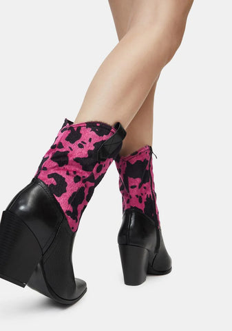 Ring the Bells Cow Print Boots
