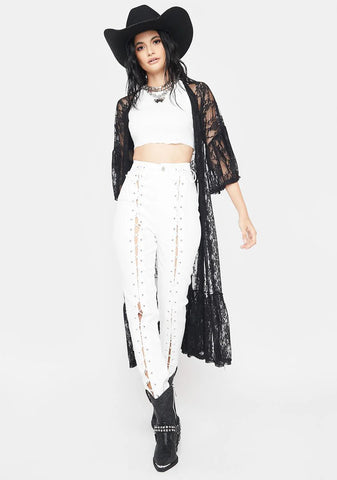 Transcend It All Lace Longline Cardigan