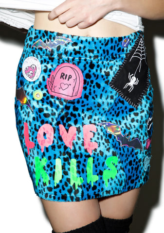 Suzi High Waist Blue Leopard Mini Skirt