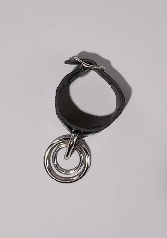 Black O Ring Vegan Leather Wrist Cuff