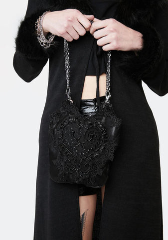 Embroidered Heart Crossbody Bag