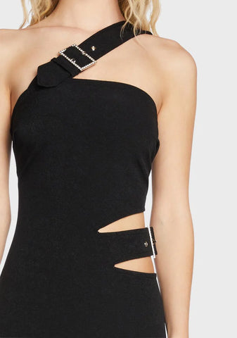 One Shoulder Buckle Mini Dress