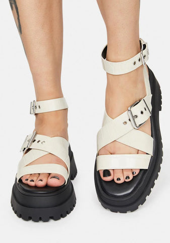 Boo Follow Strappy Buckle Platform Sandals