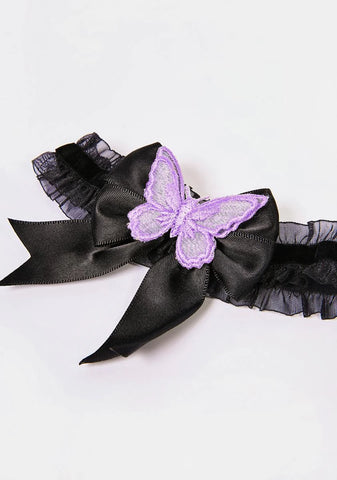 Midnight Yours To Kiss Bow Leg Garters