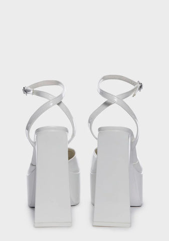 White Clementine Block Heels