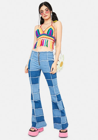 Hippie Bliss Crochet Fringe Bra Top