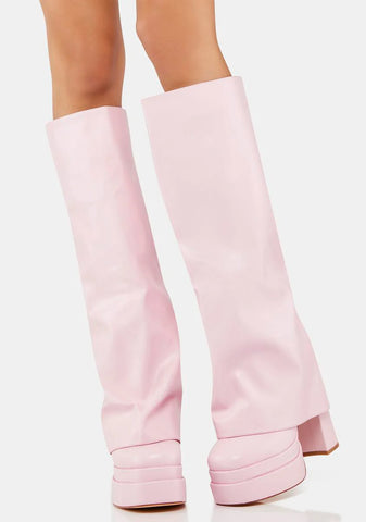 Pink Invisible Foldover Boots