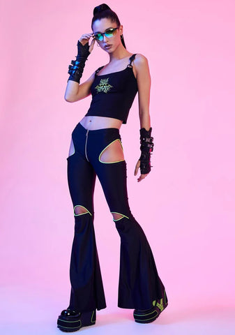 Rave Vixen Cut-Out Flare Pants