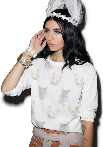 Snow Foxy Raglan - White