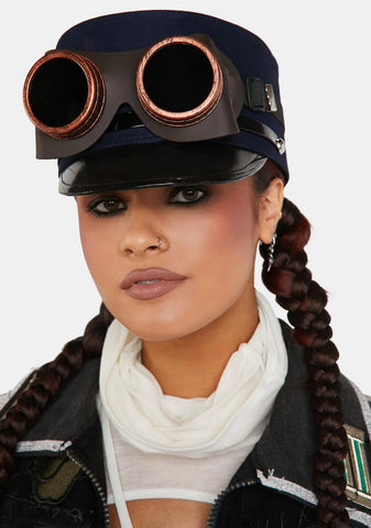 Black Conductor Hat With Goggles
