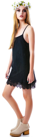 Valley of Flowers Lace Tunic - Black