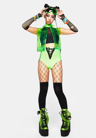 Neon Queen Lace-Up Shorts