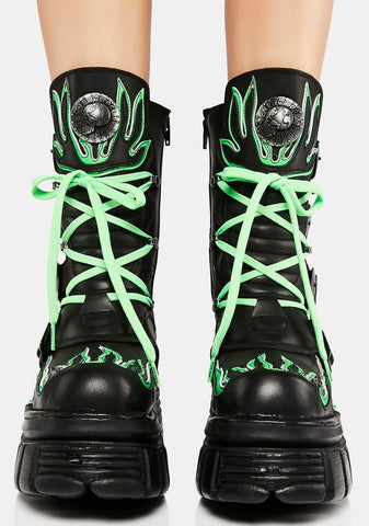 Neon Green M-Tank015-C4 Combat Boots