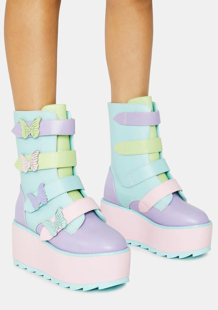 Pastel Karma Butterfly Platform Boots