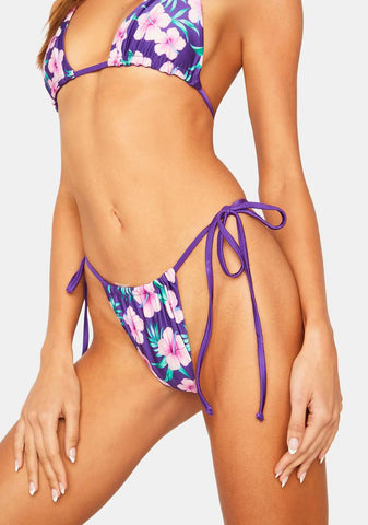 Purple Hibiscus Tia Bikini Bottoms