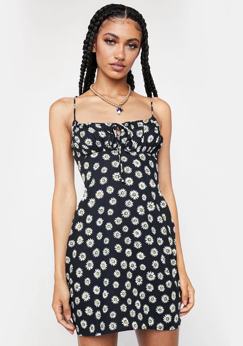 Grunge Daisy Black Mala Mini Dress