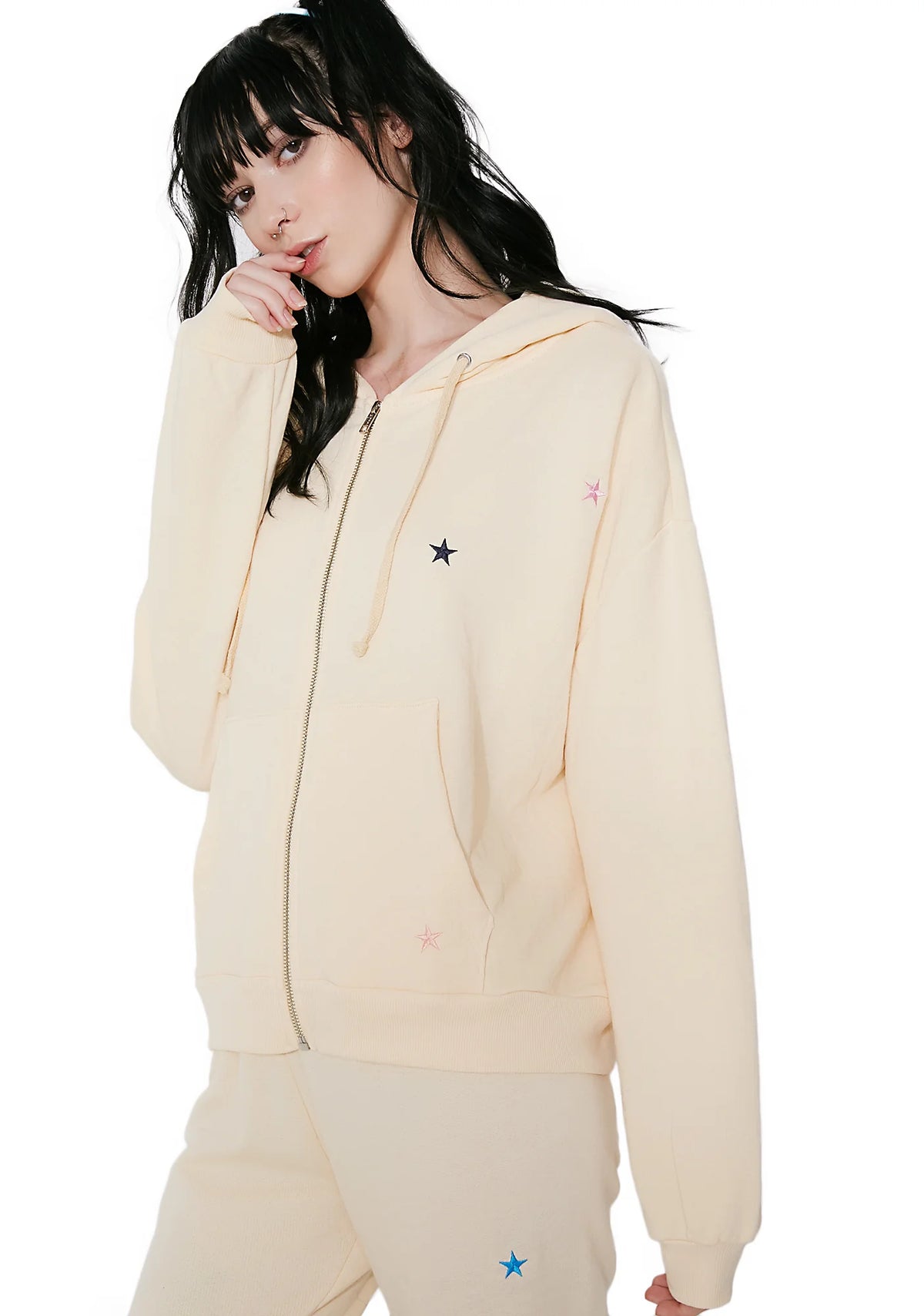 Starlet Embroidery Zip Hoodie