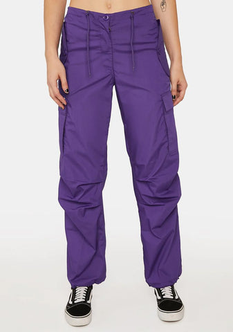 Purple Flap Pocket Pants