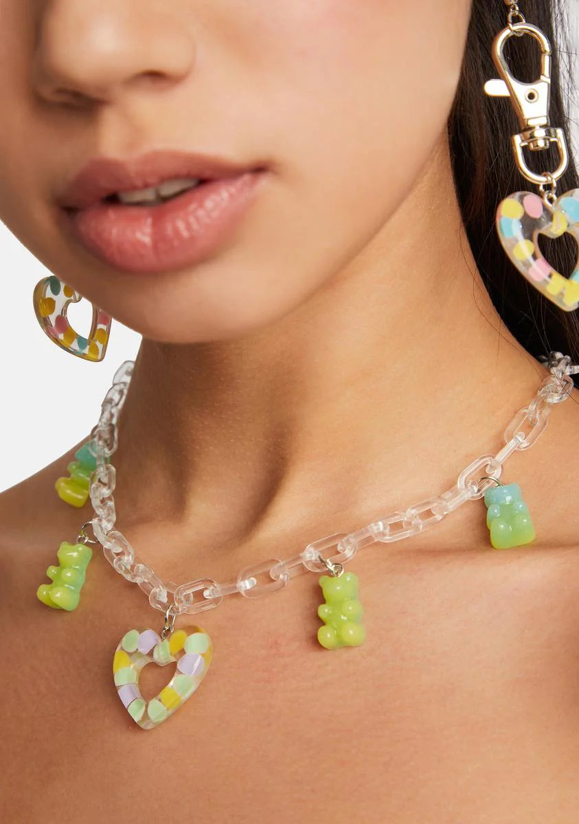 Lime Taken Charmer Clear Chain Necklace