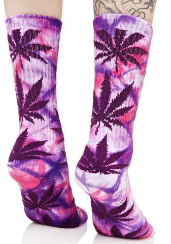 Purple Swag Tie Dye Plantlife Crew Sock