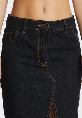 Split Midi Skirt - Dark Denim
