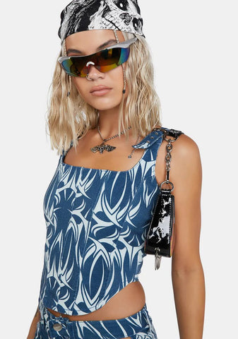 Denim Tattoo Corset Top