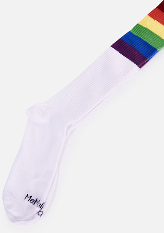 Rainbow Rugby Knee High Socks