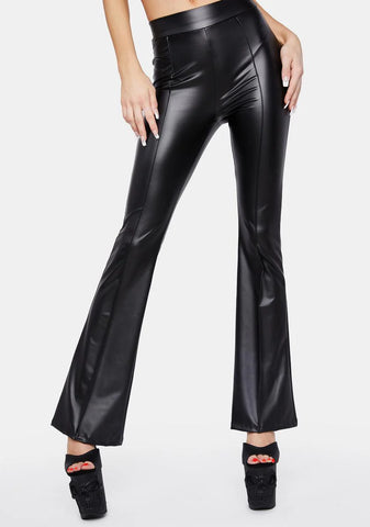 Always Bad Vegan Leather Flare Pants