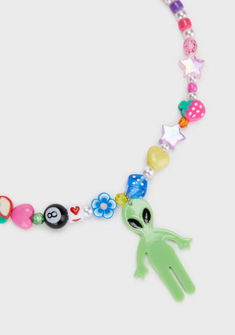Aliens Exist Beaded Necklace
