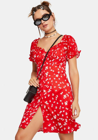 Cherry Simple Breeze Floral Mini Dress