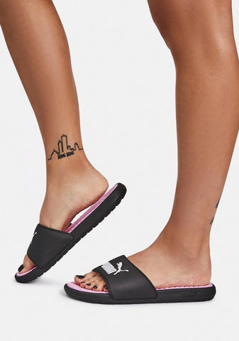 Black Pink Cool Cat Slides
