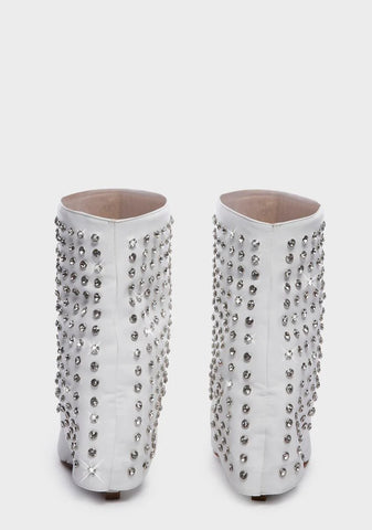 White Marina Rhinestone Booties