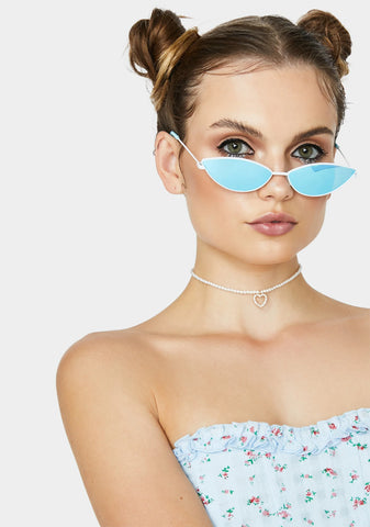 White Almond Wire Frame Sunglasses