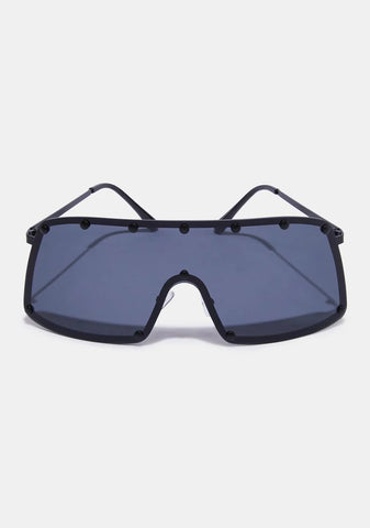 Atmosphere Oversized Black Shield Sunglasses