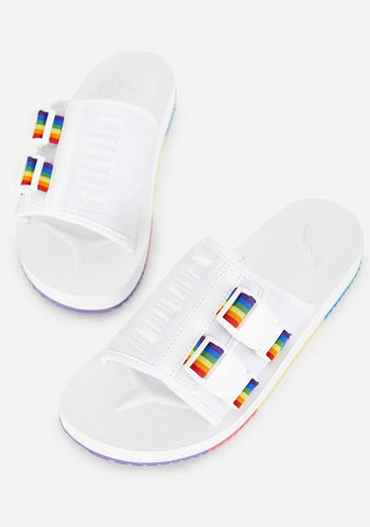 White Wilo Lux Nylon Slides
