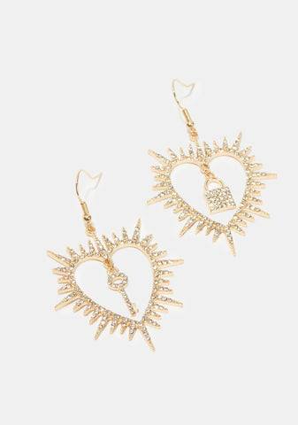 Locked By Love Key Earrings
