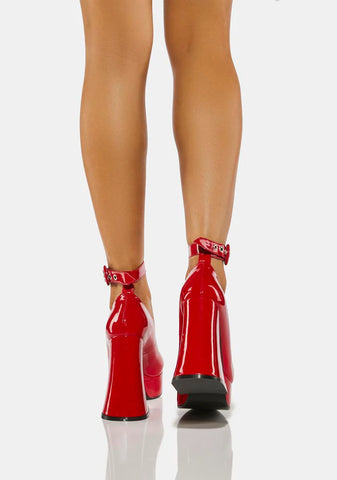 Red Build Me Up Platform Heels