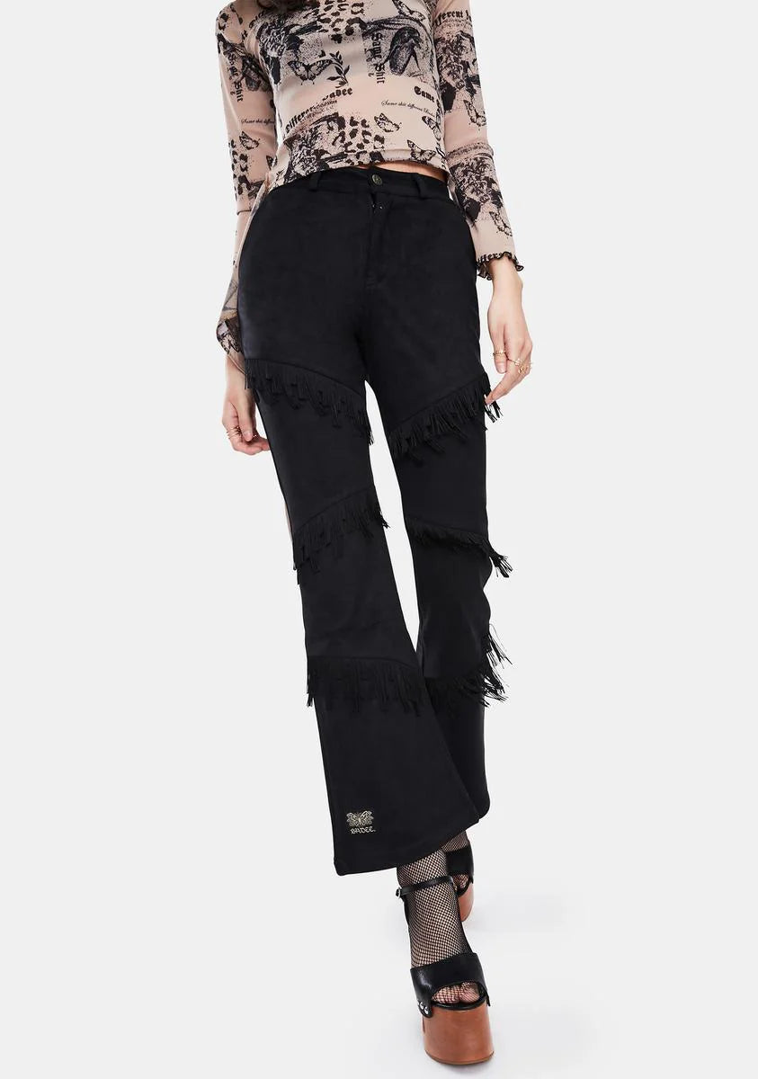 Vegan Suede Tassel Pants