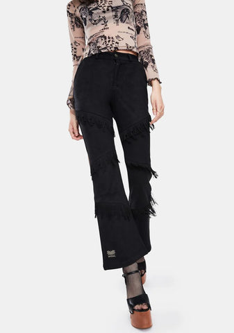 Vegan Suede Tassel Pants
