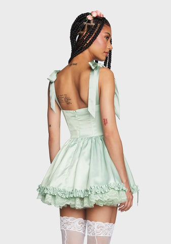 Takes The Cake Mini Dress - Light Green