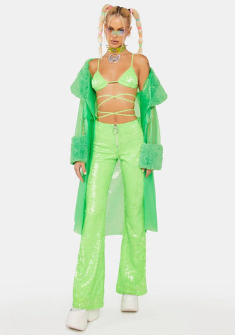 Lime Infinity Dream Sequin Flares