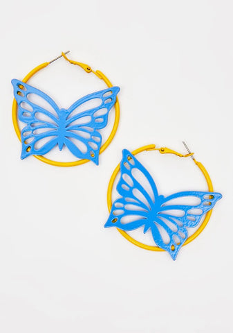 Electric Bliss Butterfly Hoop Earrings