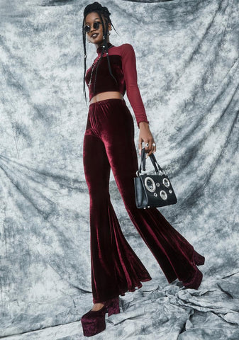 Swish And Flick Velvet Flare Pants