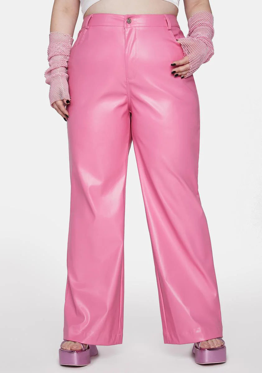 Plus Baby Seen You Around Vegan Leather Trousers