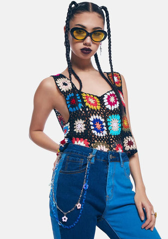 Aqua Fatal Flowers Layered Belt Chain