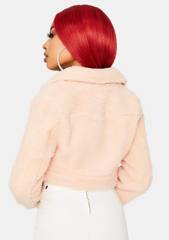 Rose Crop Me Out Sherpa Jacket