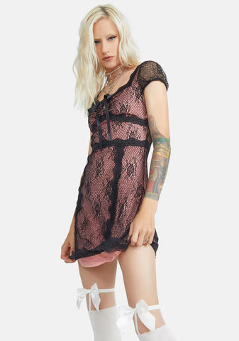Lost Without You Lace Overlay Mini Dress